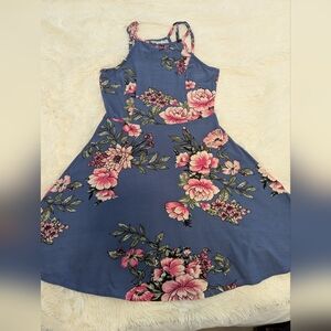 Floral Blue and Pink Kids Dress